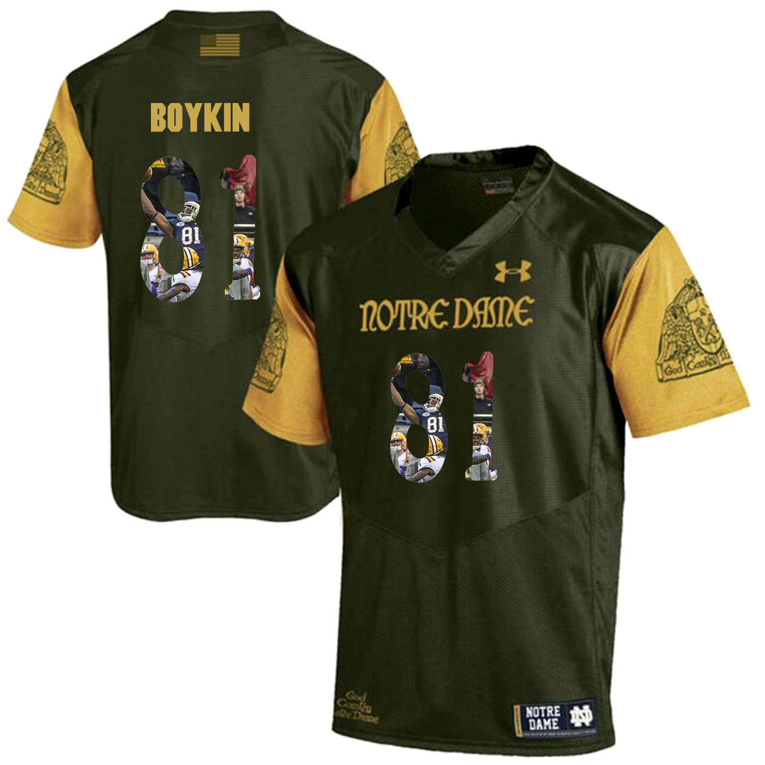 Men Norte Dame Fighting Irish #81 Boykin Green Fashion Edition Customized NCAA Jerseys